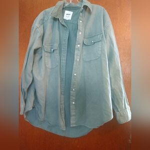 Aerie Green Denim Button-Up Shirt Size Medium NWOT